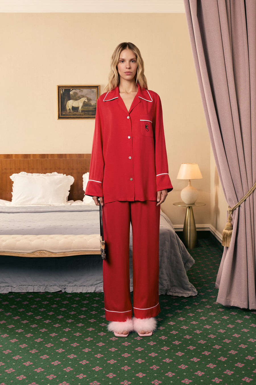 Finnegan Unisex Pajama Shirt in Red