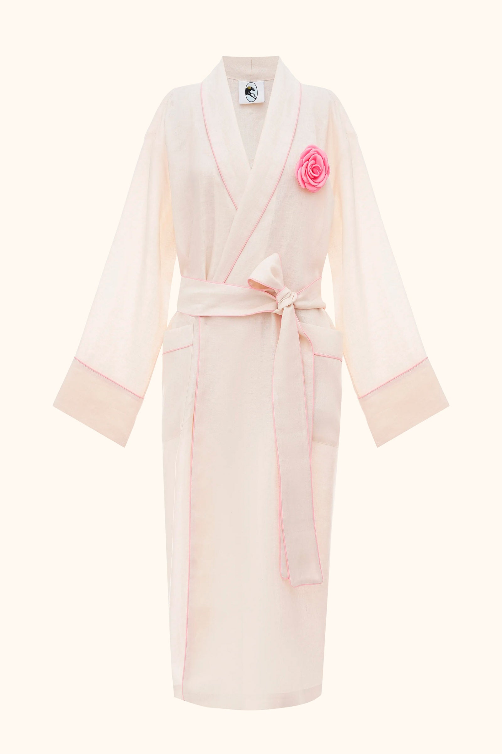 The Rose Linen Robe in Milk