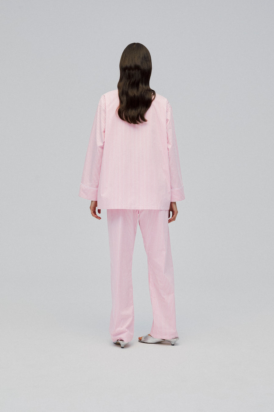 The Rose Cotton Pajama Set in Pink Stripes