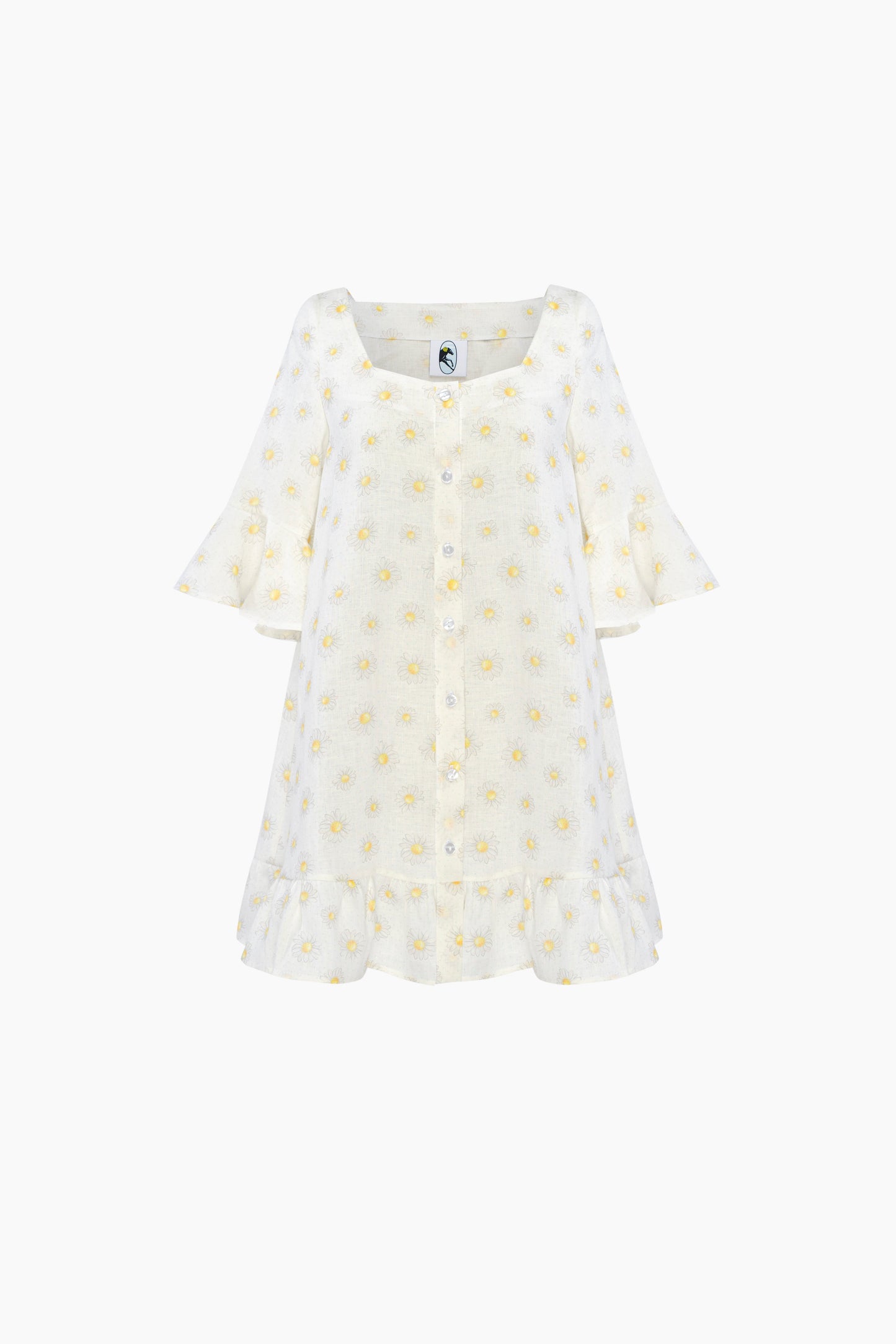 Marseille Linen Mini Dress in Daisies