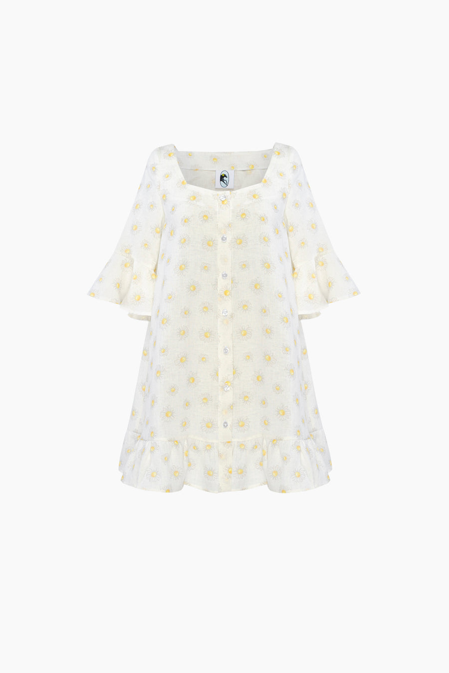 Marseille Linen Mini Dress in Daisies