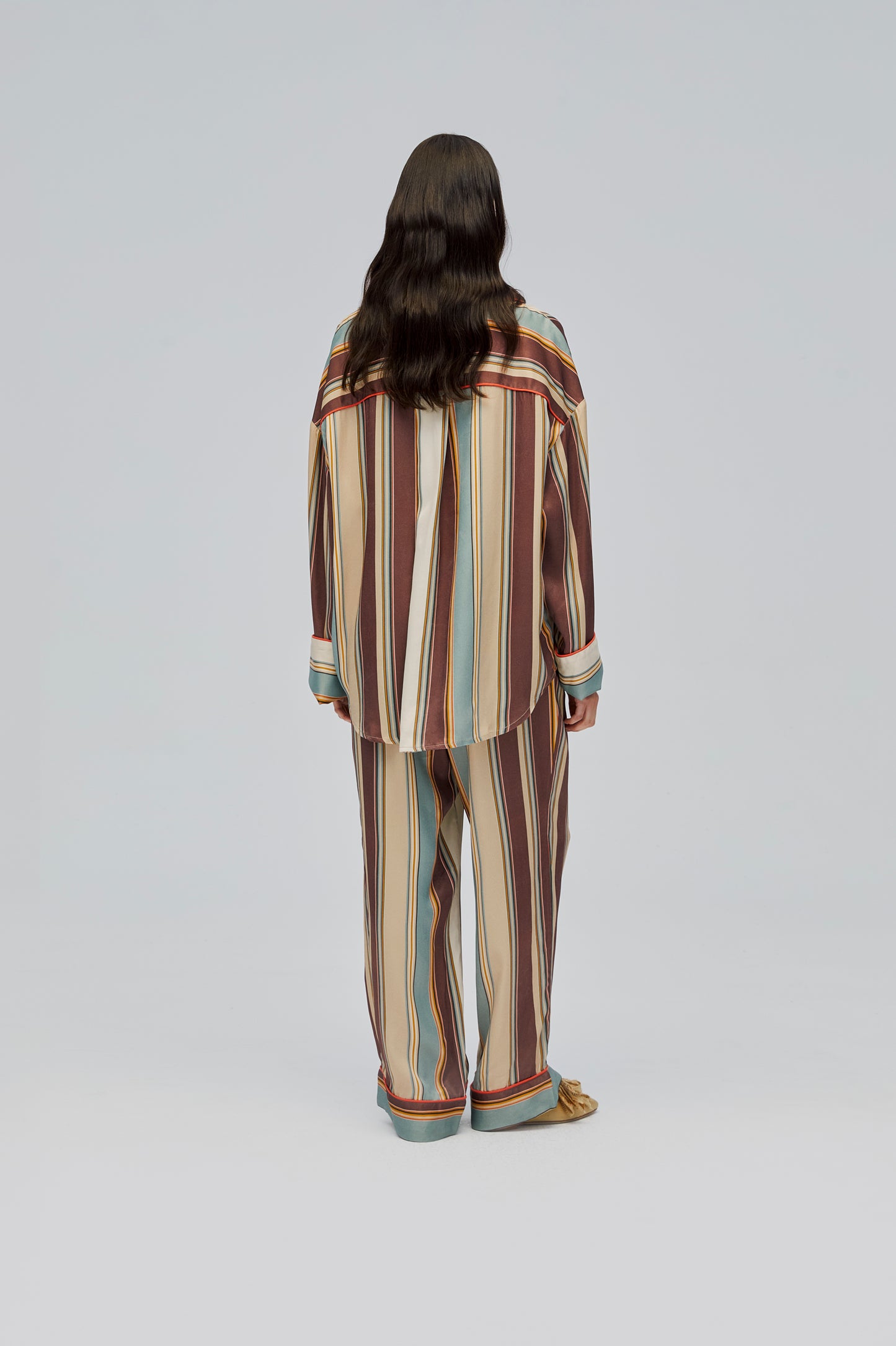 Pastelle Oversized Pants in Sage Stripes