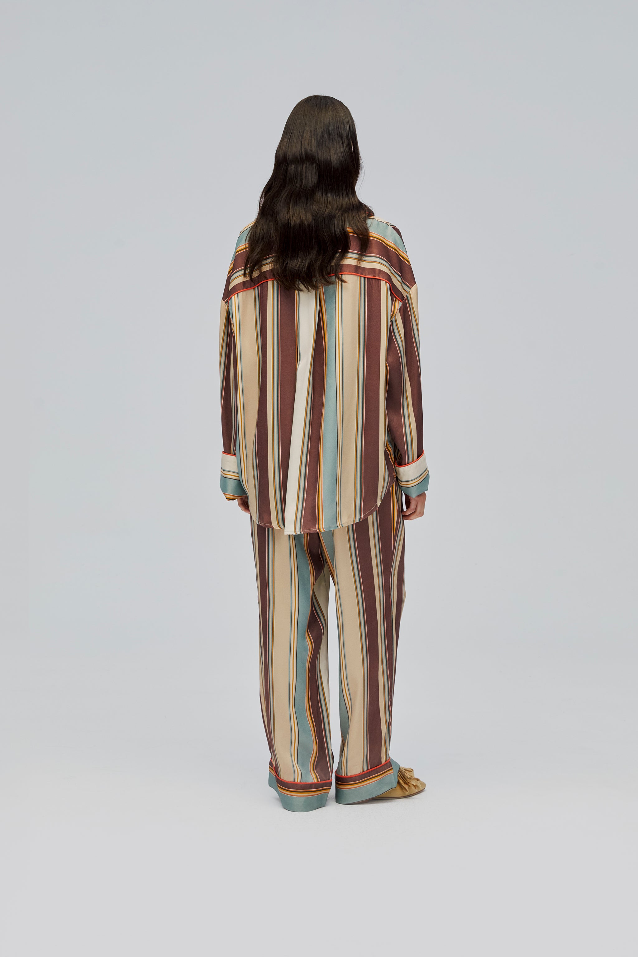 Pastelle Oversized Pants in Sage Stripes