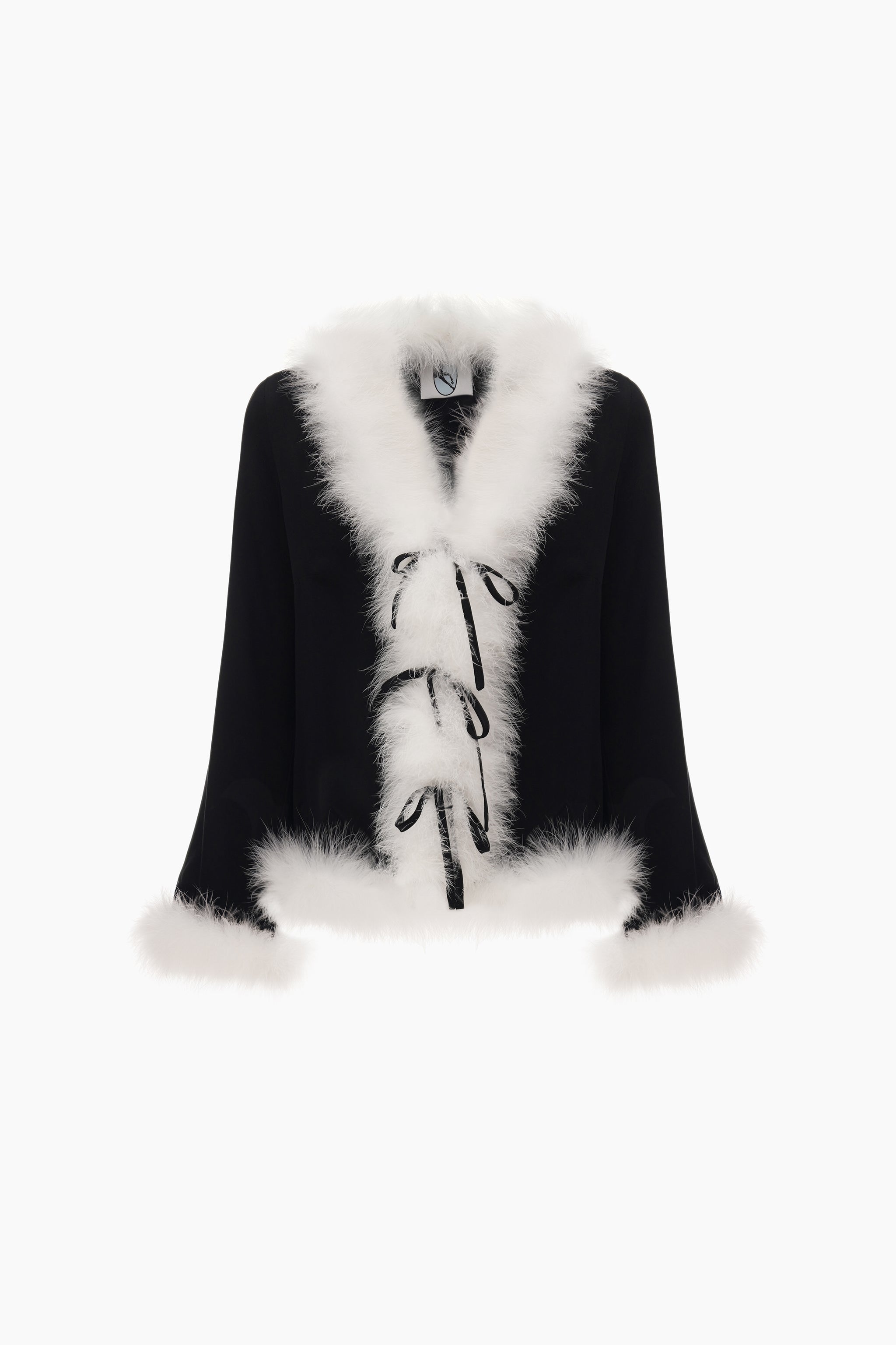 Venus in Love Blouse with Feathers in Black